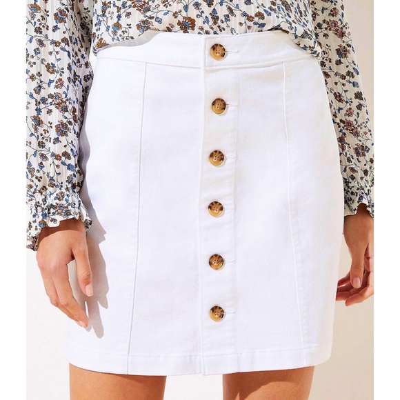 LOFT Dresses & Skirts - Loft Petite White Denim Button Down Skirt